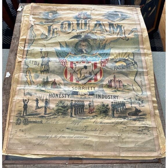 Other - Vintage 1800’s Original Junior Order United American Mechanic initiation Poster